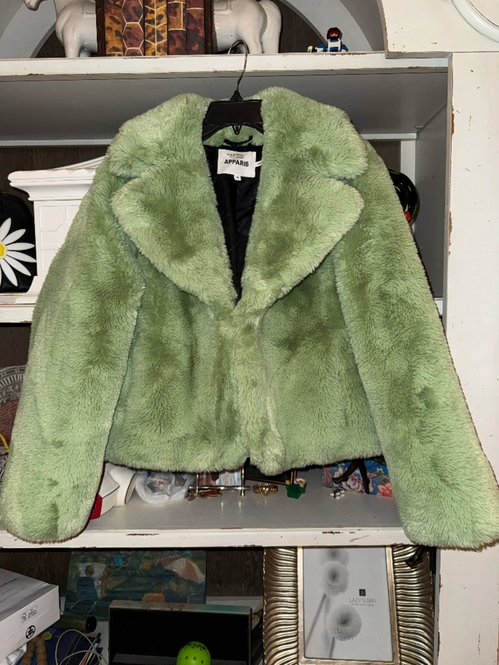 Apparis Medium M Miller faux fur green jacket  - Picture 4 of 8